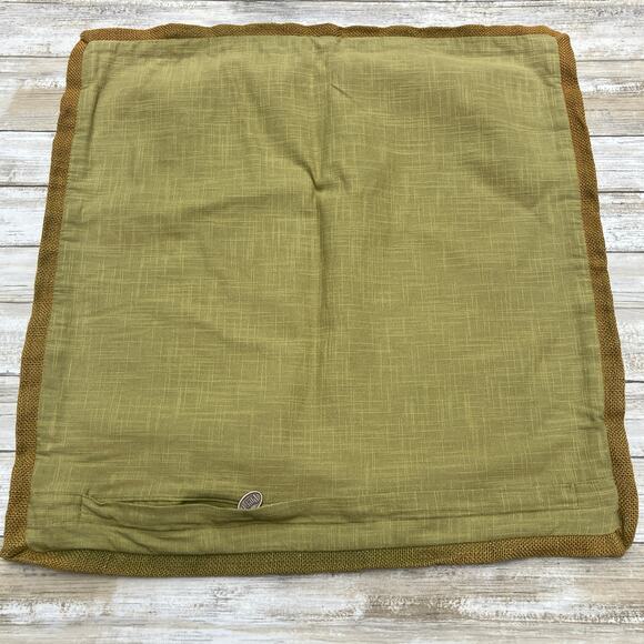 Pier 1 Throw Pillow Cover Sham Cotton Bohemian Green Cream Colorful 19.5” x 19” - Picture 2 of 8